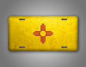Official Flag Of new Mexico License Plate With Scratch Texture Auto Tag