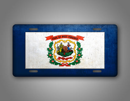 Weathered Metal West Virginia State Flag Auto Tag