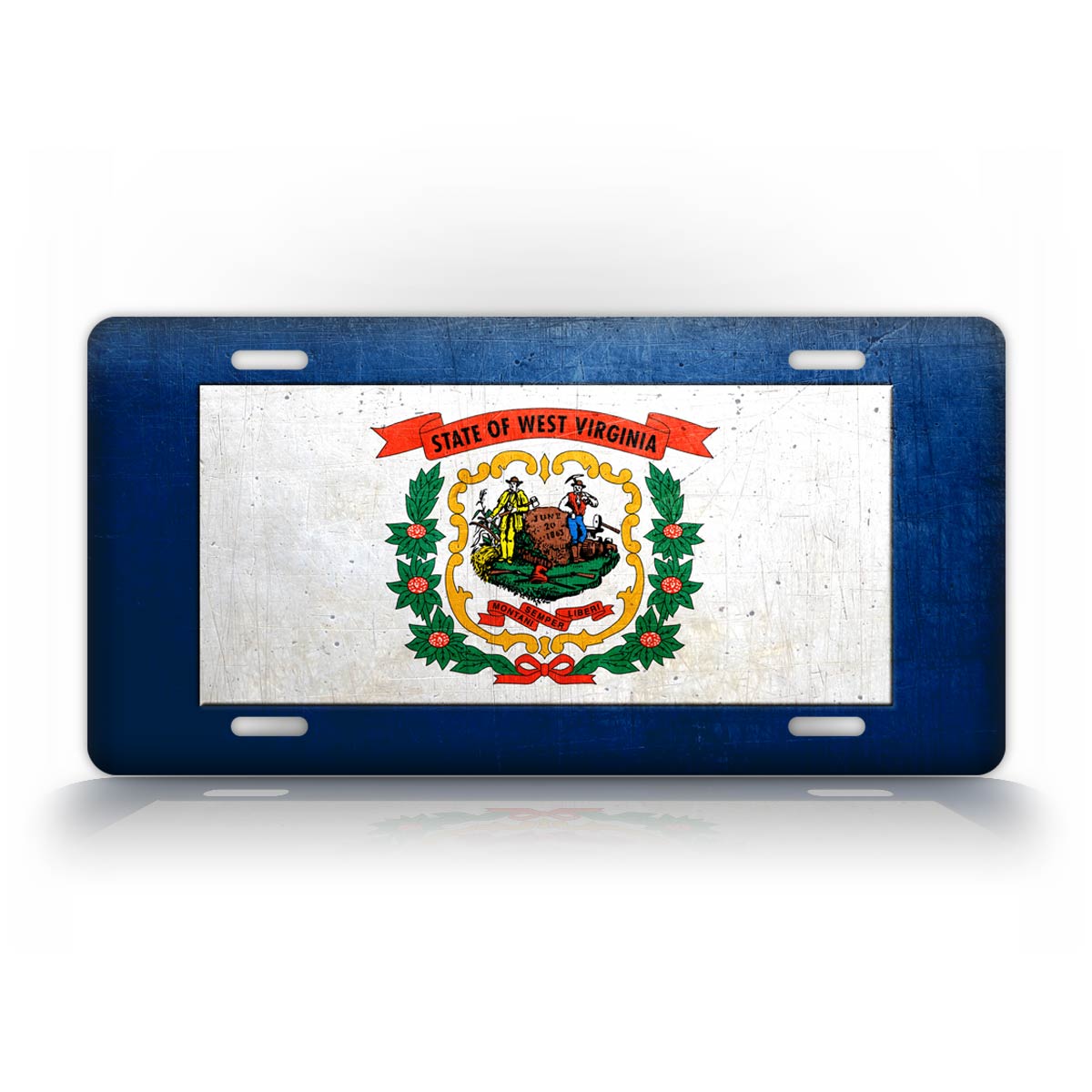 Virginia State Flag Weathered Metal West License Plate
