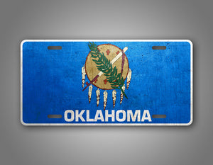 Weathered Metal Oklahoma State Flag Auto Tag