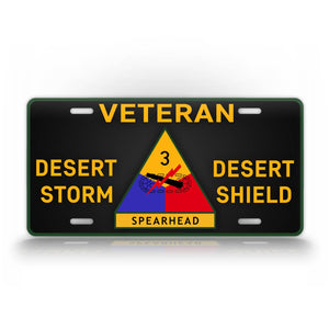 3rd Armored Division Veteran Operation Desert Storm And Shield License Plate
