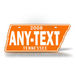 Orange Any Text 2008 Tennessee State Shape License Plate 