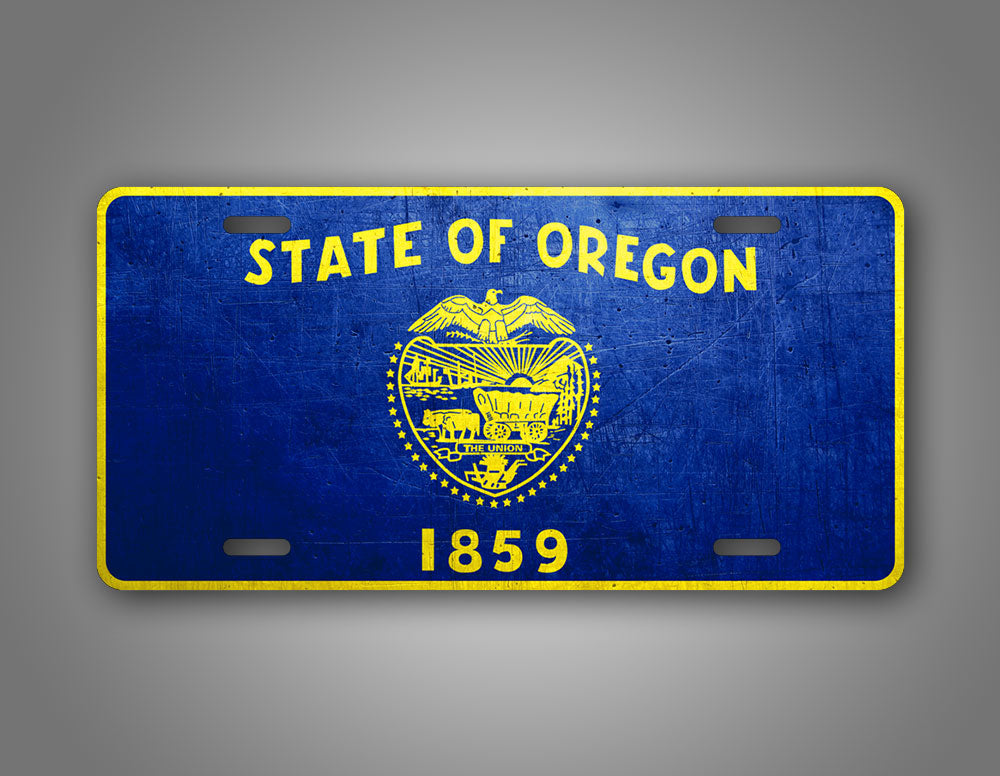 Weathered Metal Oregon State Flag Auto Tag