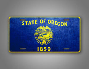 Weathered Metal Oregon State Flag Auto Tag