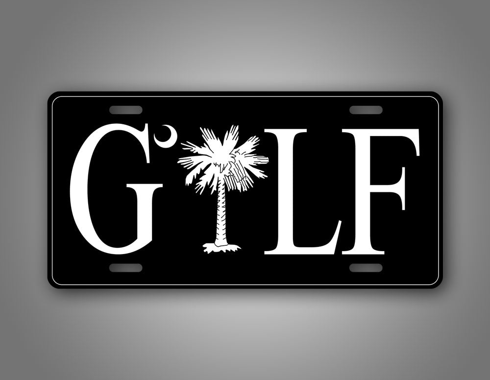  Black Palmetto Tree Golf License Plate Auto Tag 