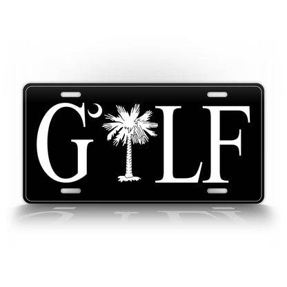 Black Palmetto Tree Golf License Plate 