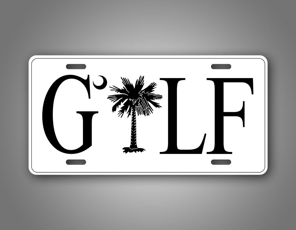 White Palmetto Tree Golf License Plate Auto Tag 