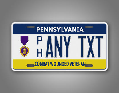 Personalized Pennsylvania Purple Heart Recipient Custom License Plate