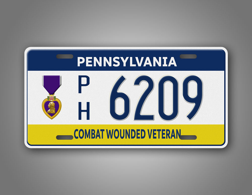 Personalized Pennsylvania Purple Heart Recipient Custom License Plate