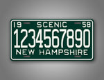 Personalized 1958 New Hampshire State Custom License Plate