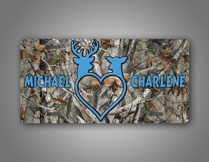 Personalized Camo Custom Couples Names License Plate