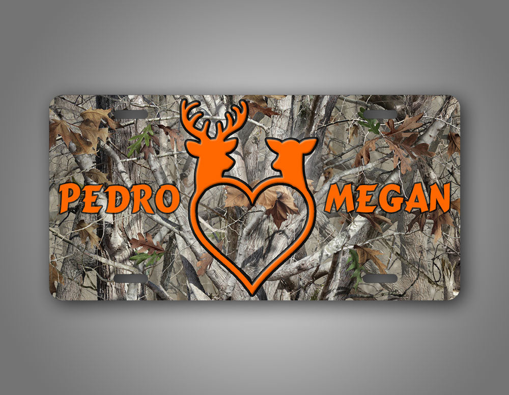 Personalized Camo Custom Couples Names License Plate