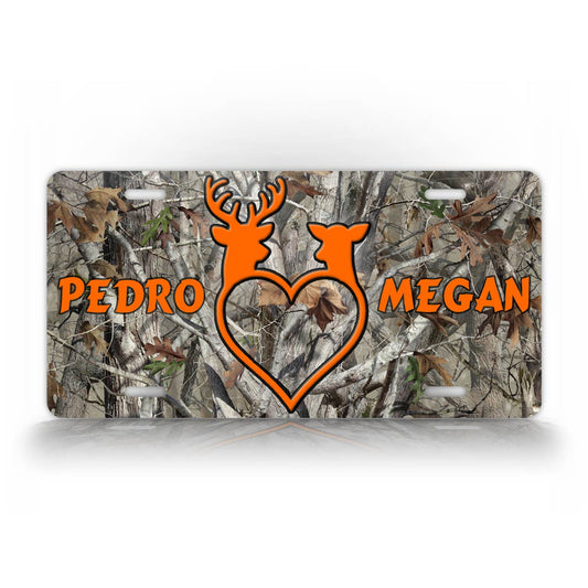 Personalized Camo Custom Couples Names License Plate