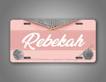 Personalized Any Name Pink Knitting License Plate