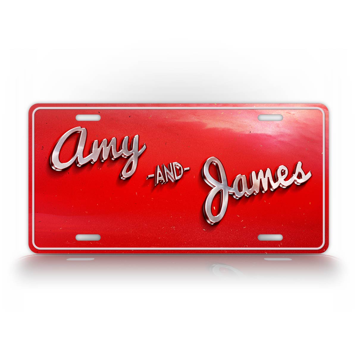 Red Retro Style Personalized Text License Plate 