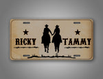 Personalized Western Cowboy License Plate Any Name Cute Couples Auto Tag 