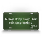 Green License Plate Bible Verse Philippians 4 13 Auto Tag 