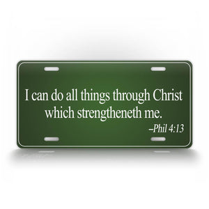 Green License Plate Bible Verse Philippians 4 13 Auto Tag 