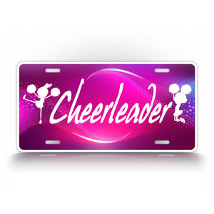 Cheerleader Cheer Girl Pink Colorful License Plate 