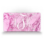 Custom Pink Marble Monogram License Plate 