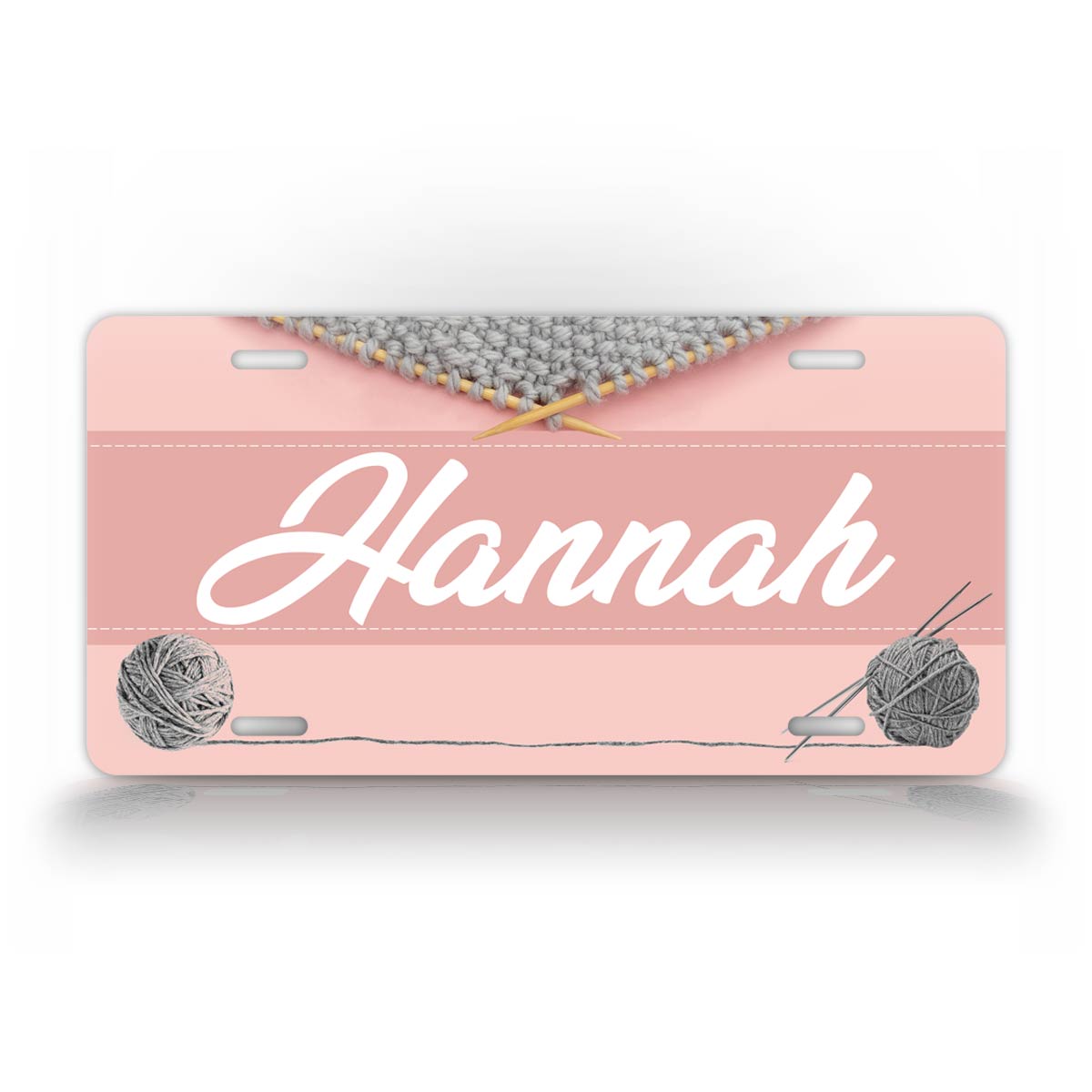 Pink Custom Any Name Knitting License Plate 