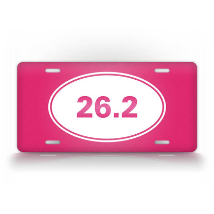 pink 26.2 marathon runner auto tag