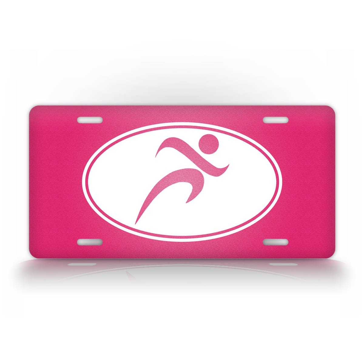 Marathon Runner Silhouette License Plate Blue or Pink