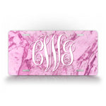 Personalized Pink Marble Monogram Auto Tag 