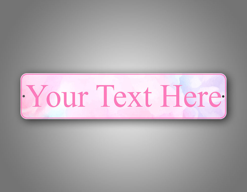 Stylish Personalized Any Text Pink Watercolor Street Sign Wall Decoration