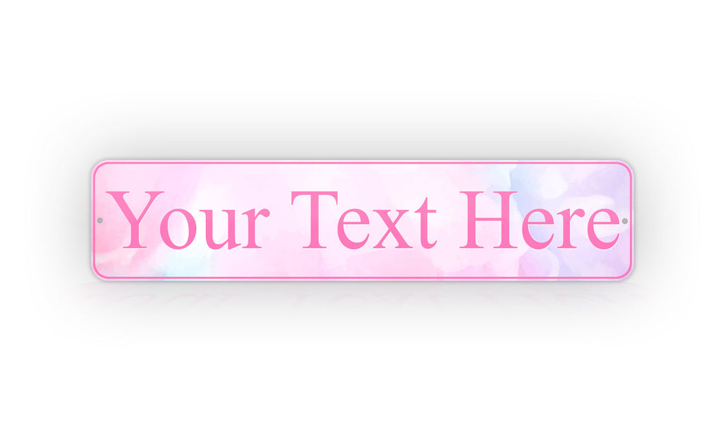Stylish Custom Any Text Pink Watercolor Street Sign Wall Decorator
