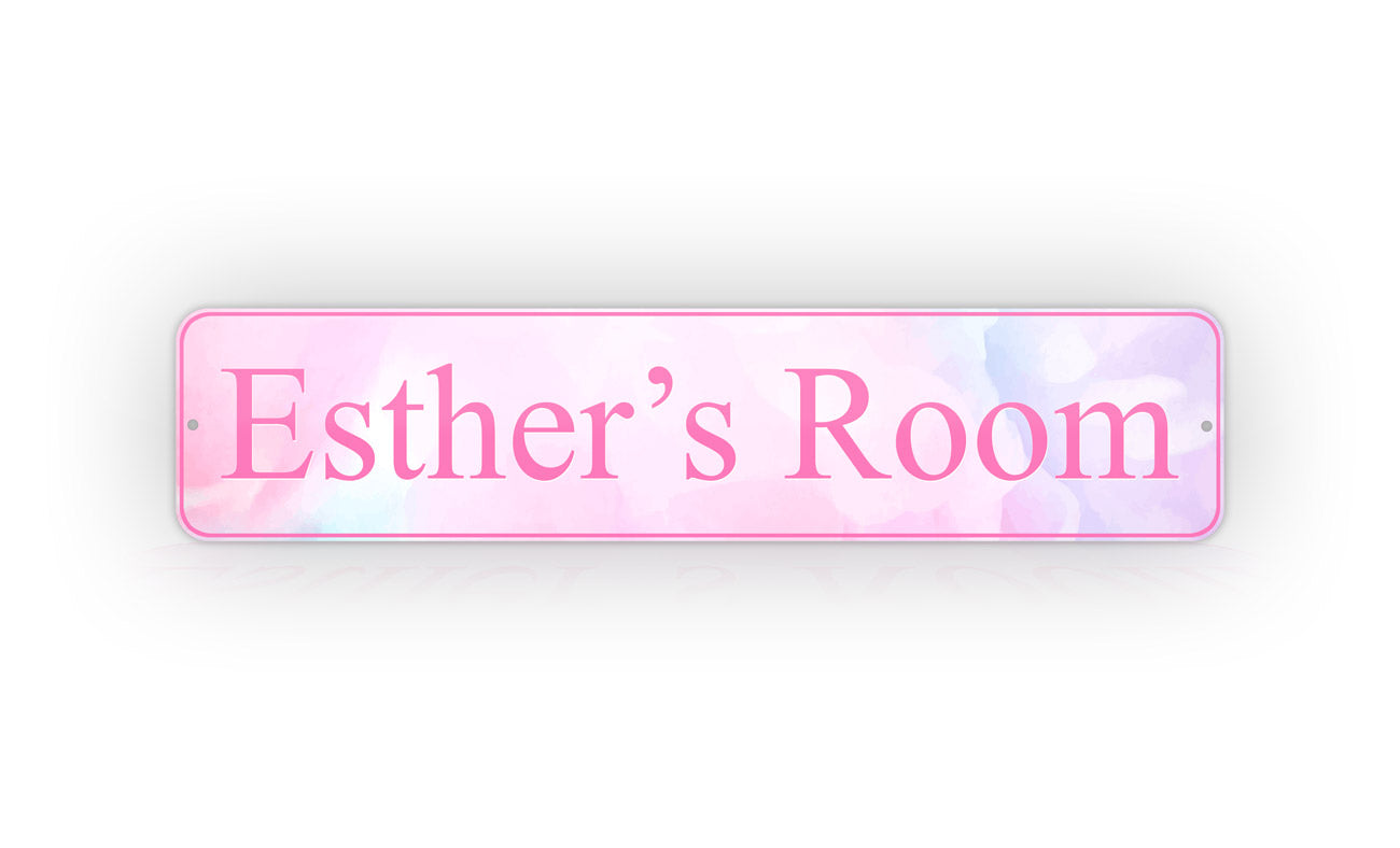 Stylish Personalized Any Text Pink Watercolor Street Sign Wall Decorator