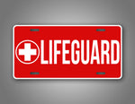 Bold Red Lifeguard License Plate