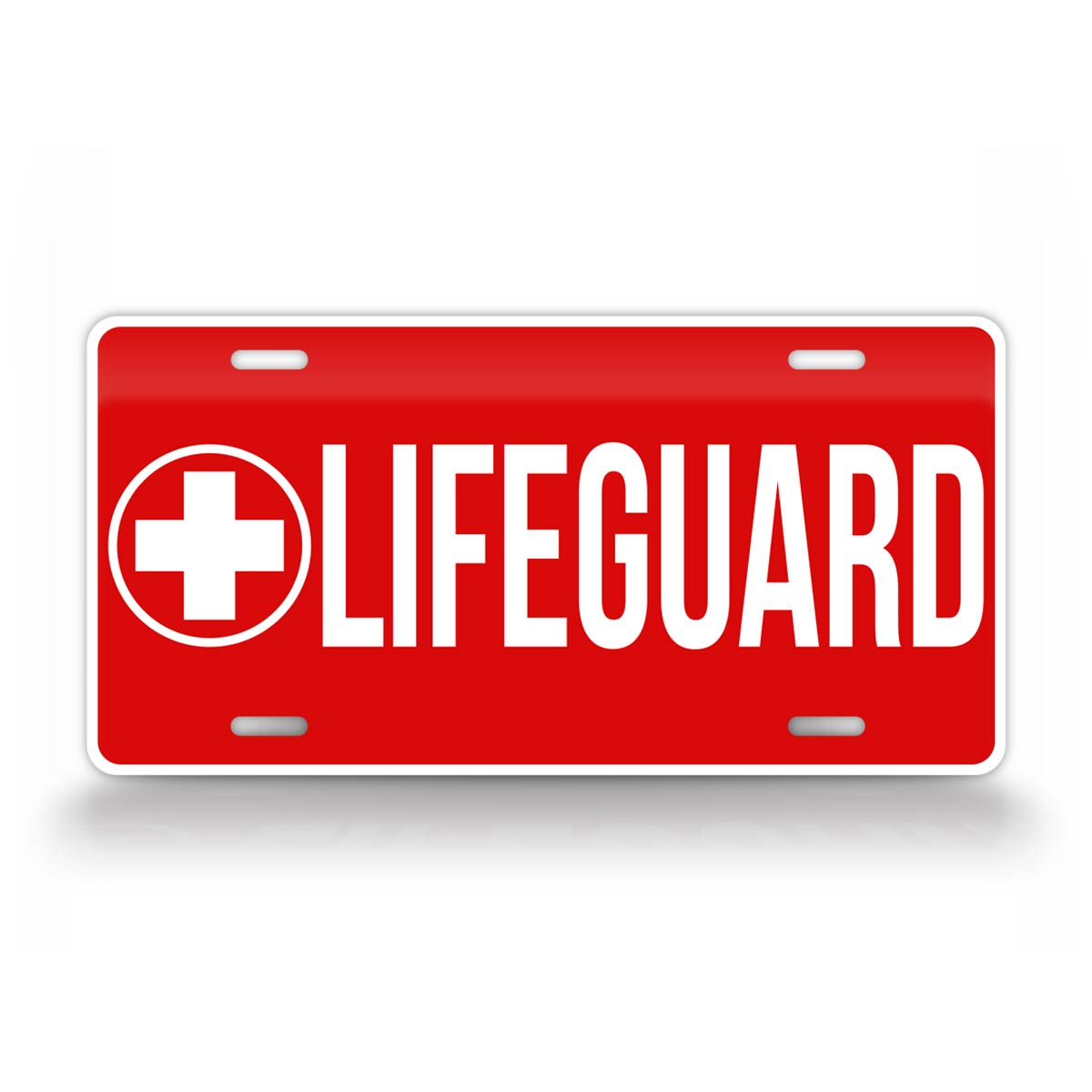 Bold Red Lifeguard License Plate