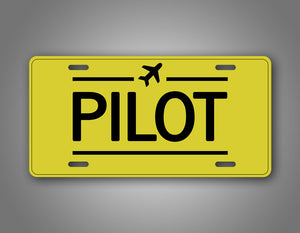 Yellow Pilot Aviator License Plate 