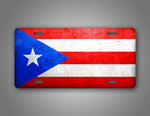 Weathered Metal Puerto Rico Flag Auto Tag