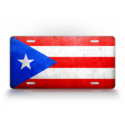 Puerto Rico Flag Weathered Metal License Plate