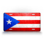 Puerto Rico Flag Weathered Metal License Plate