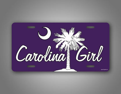 Purple Carolina Girl Palm Tree License Plate 