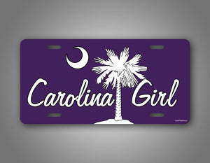 Purple Carolina Girl Palm Tree License Plate 