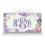 Personalized Purple Flower Monogram Auto Tag