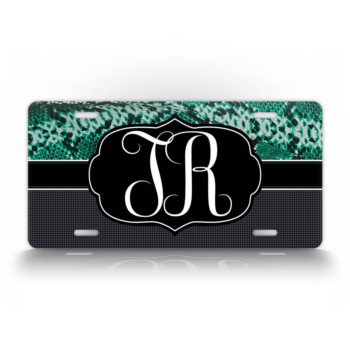 Custom Python Snakeskin Monogram License Plate Tag 