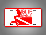 Real Life Mermaid Female Diver Down Flag License Plate