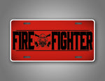 Firefighter Red Oxygen Mask And Cross Axe License Plate 