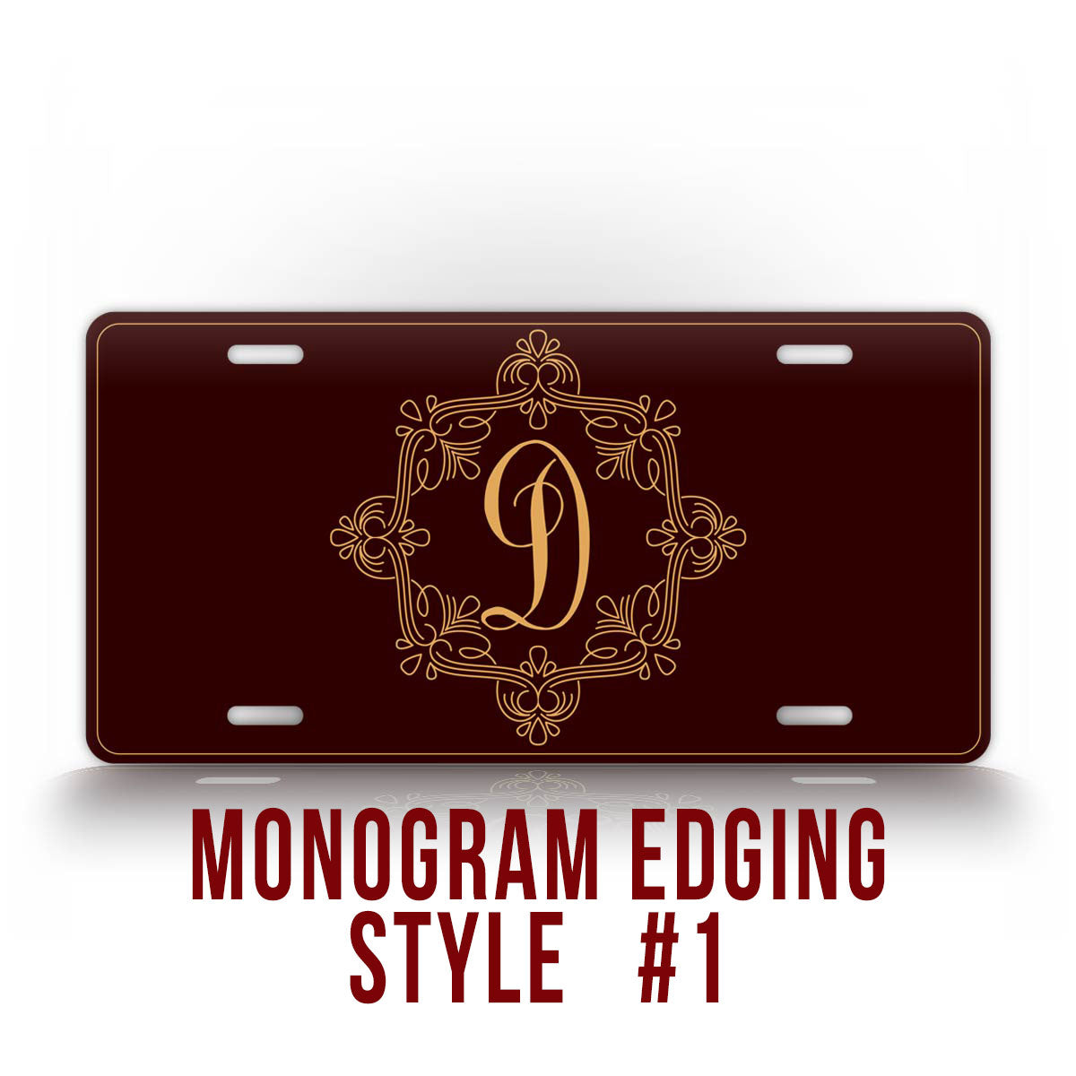 Maroon Monogram Auto Tag