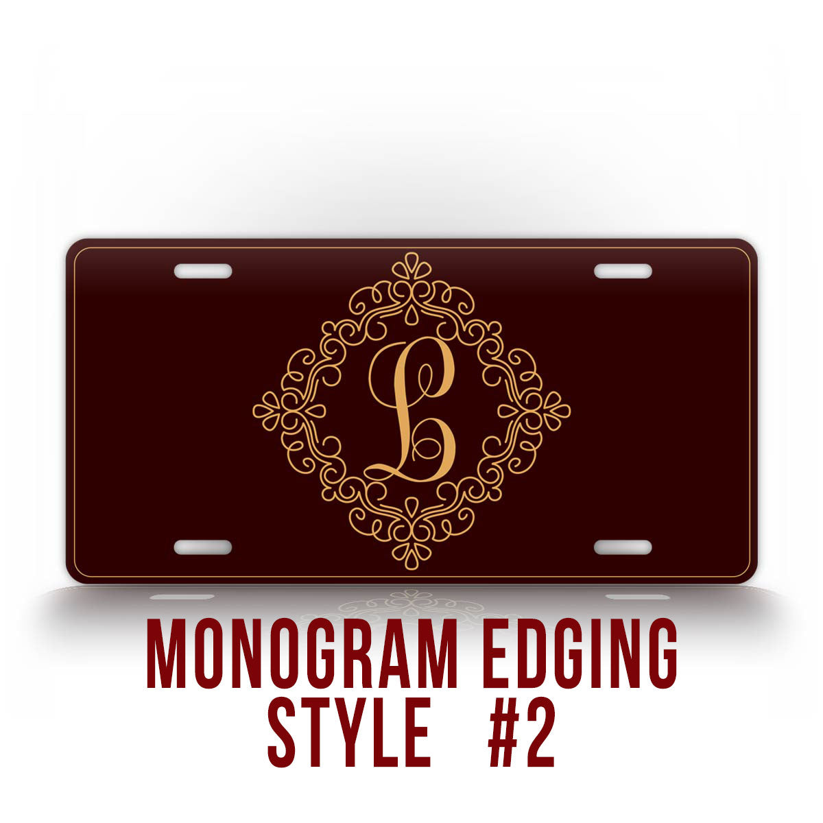 Maroon Monogrammed License Plate