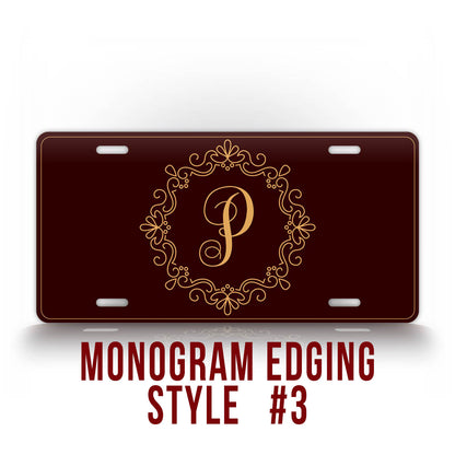 Maroon Monogrammed Auto Tag