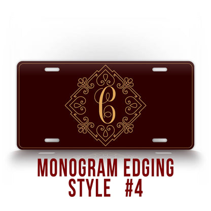 Monogrammed Maroon License Plate