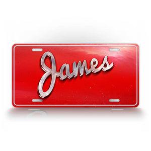 Red Retro Style Custom Text License Plate 