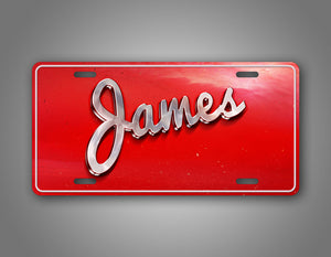 Red Vintage Style Custom Text License Plate 