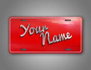 Red Vintage Style personalized Text License Plate 